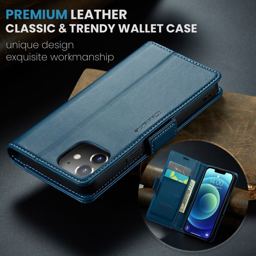 CASEME iPhone 12 Mini Wallet Cover with Stand - Blue