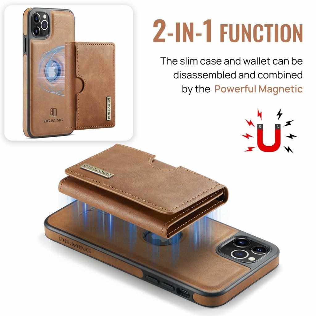 DG.MING iPhone 11 Pro Max Plånboksskal RFID-blockerande – Brun