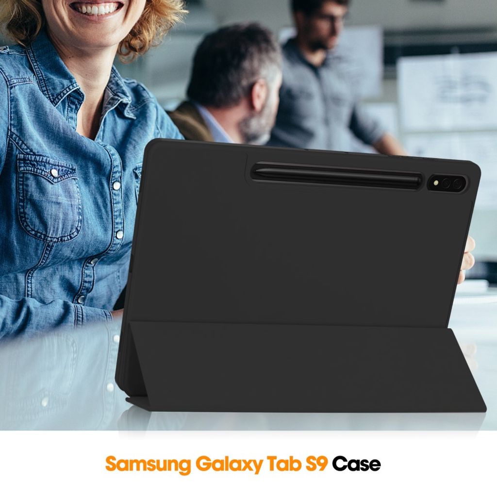 Samsung Galaxy Tab S10 Plus-deksel med tredelt pennrom - svart