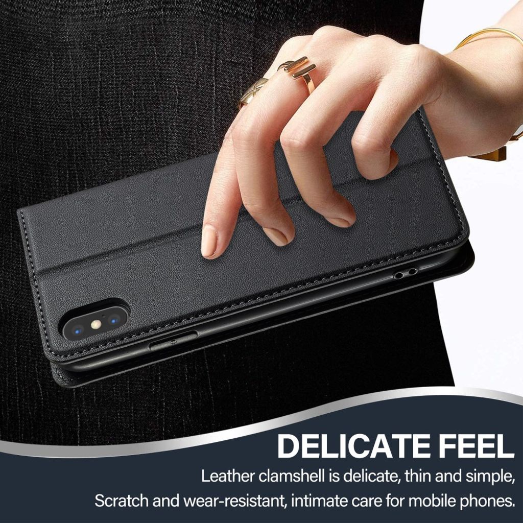 LC.IMEEKE iPhone XS Max Pungetui med Stativ og Kortholder – Sort