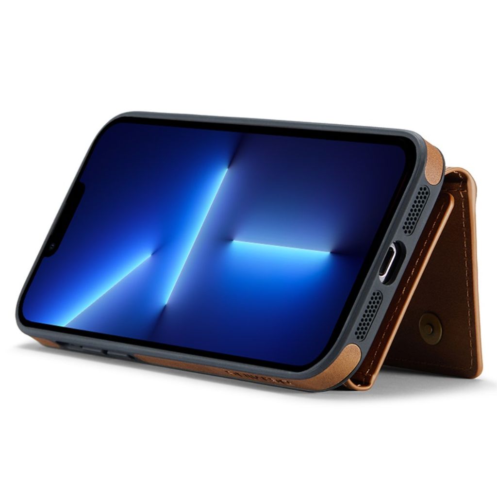 DG.MING iPhone 13 Pro Max Wallet Case RFID Blocking/Jalusta - Ruskea