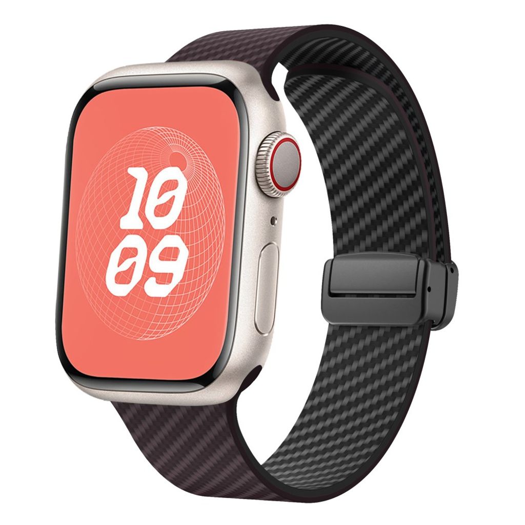 Apple Watch 42 / 41/ 40 / 38mm Klockarmband kolfibertextur - Mörkbrun/Svart