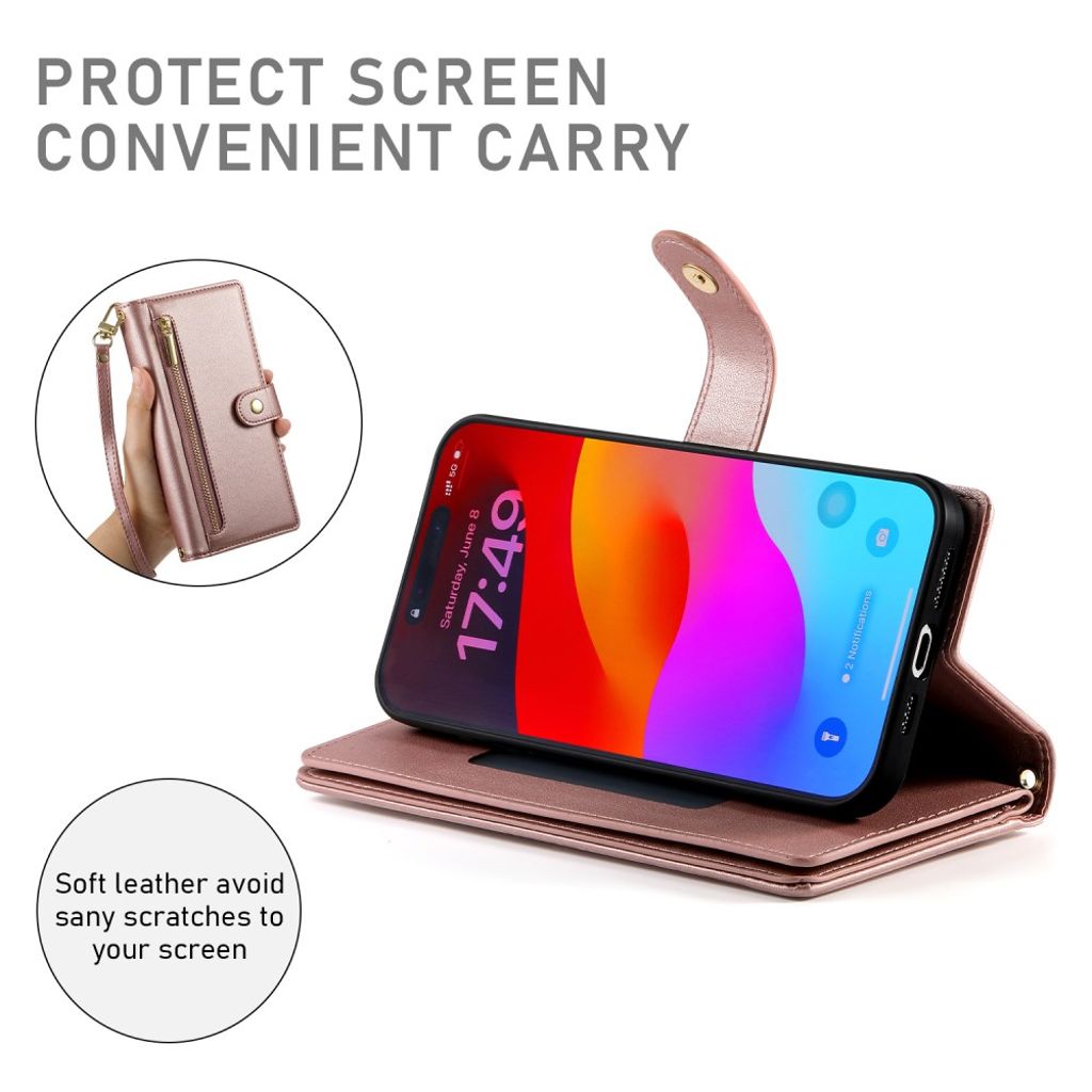 iPhone 17 Pro Lompakkokotelo Kantohihna - pinkki