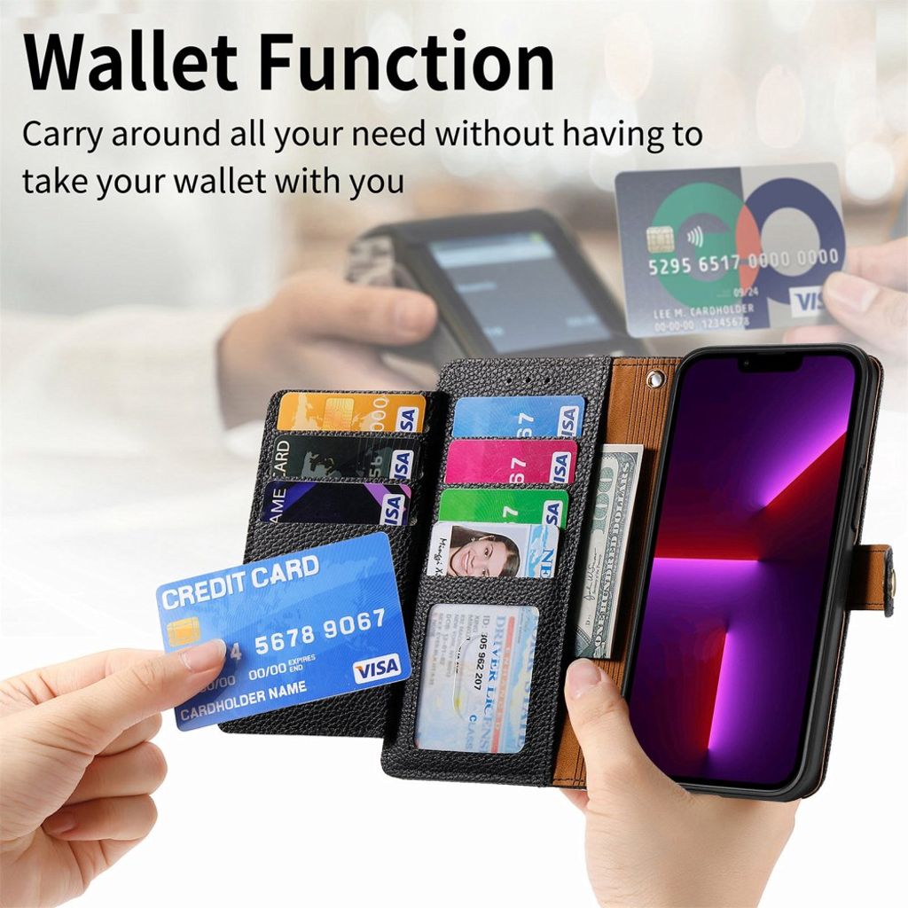 iPhone 13 Pro Lompakkokotelo RFID-estävä Keinonahka – Musta