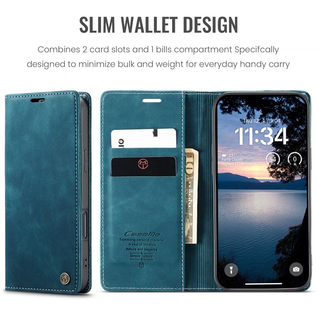 CASEME iPhone Air Pungetui med Kortplads - Blå