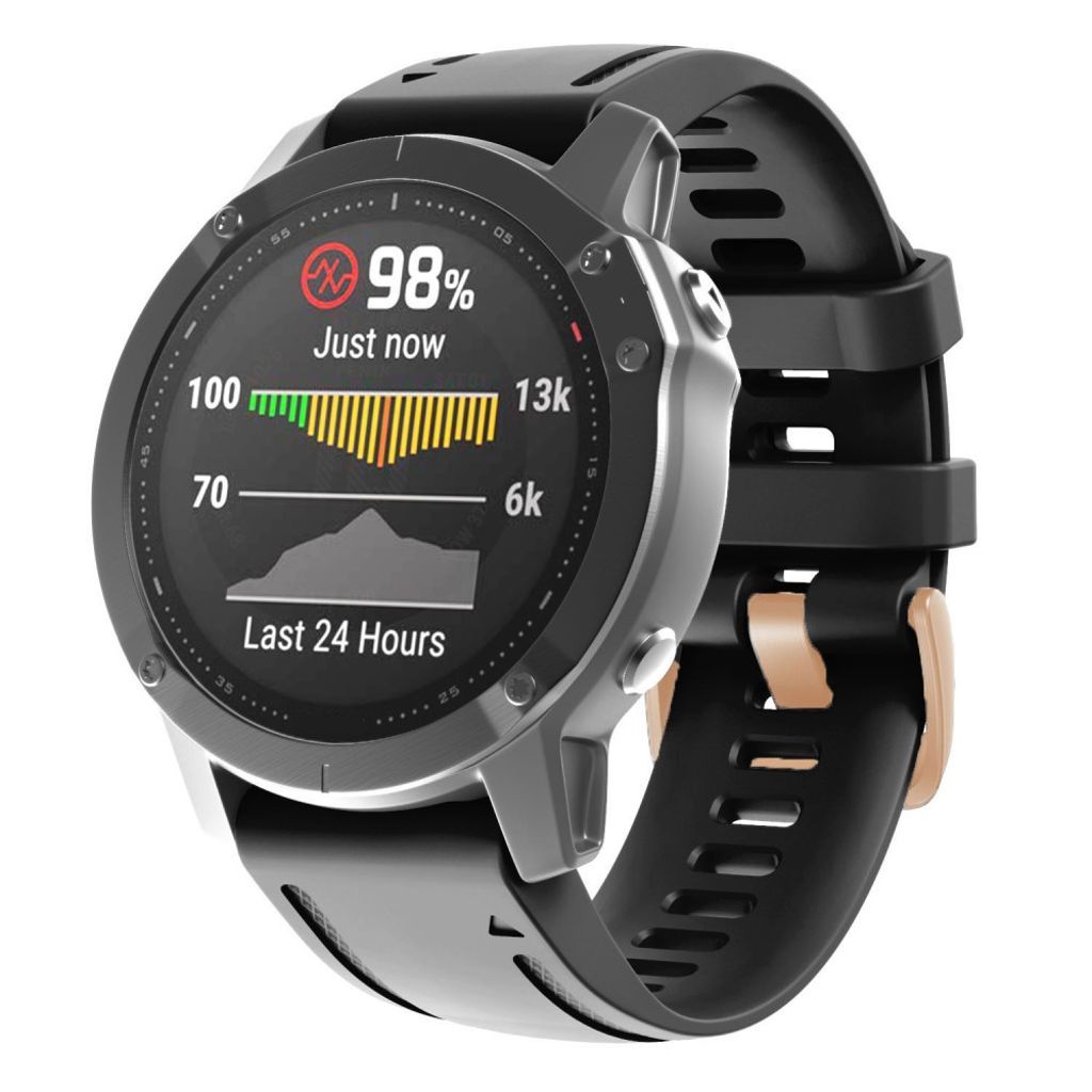 Garmin Fenix ​​​​7S/6S/5S/Instict 2 etc. Silicone Watch Strap - Black