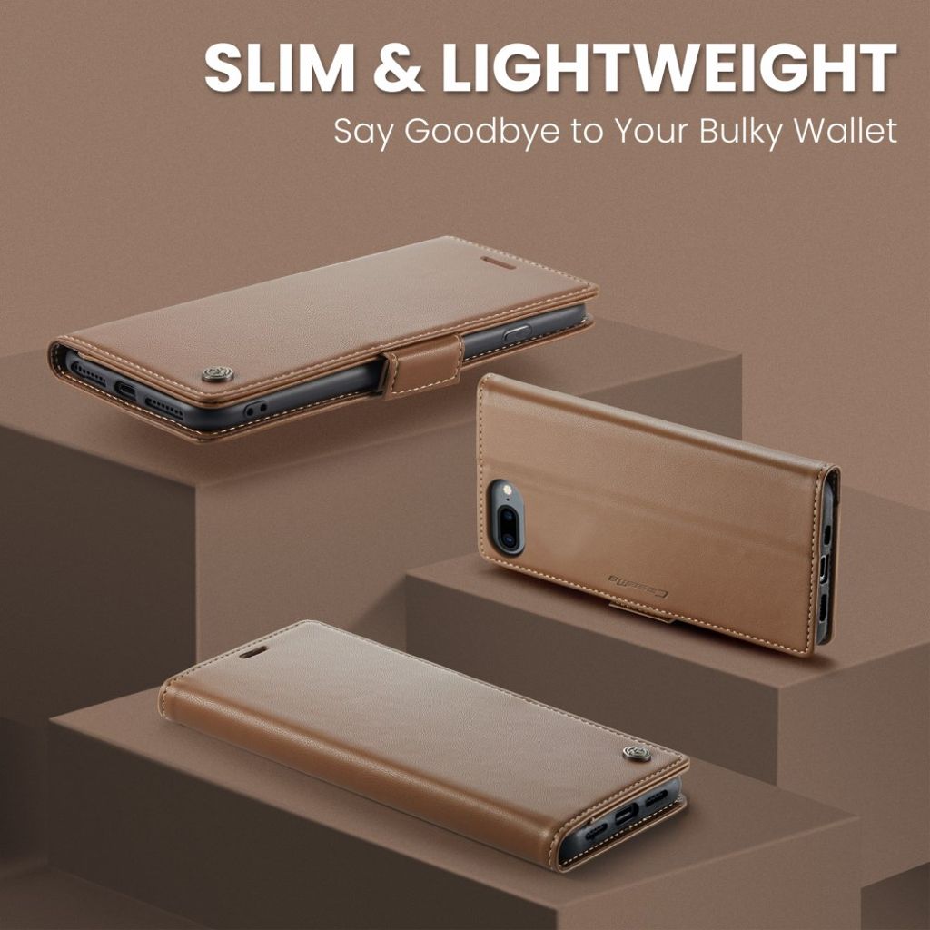 CASEME iPhone 6 Plus/6s Plus/7 Plus/8 Plus Fodral med Kortfack - Brun