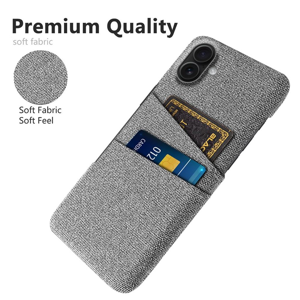 iPhone 17 Skal i Textil med 2 Kortfack - Ljusgrå