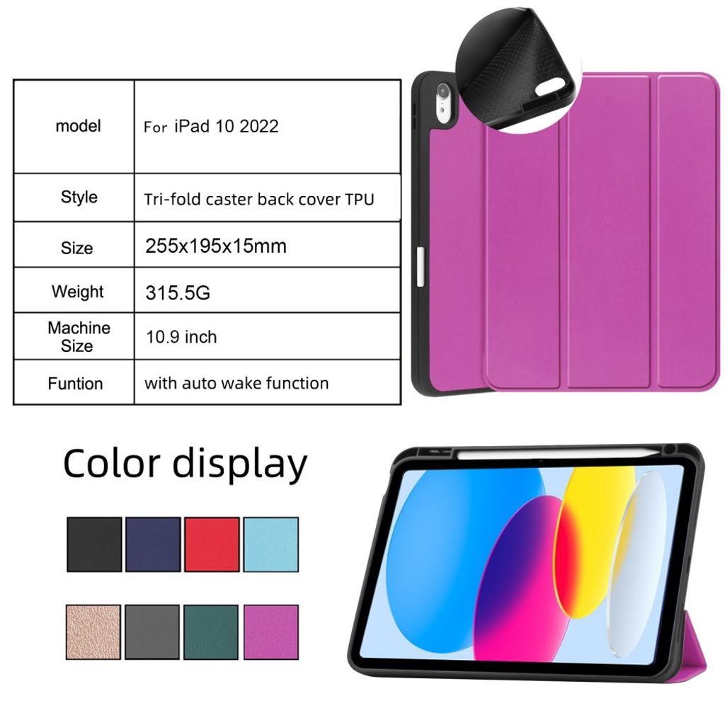 iPad A16 11" 2025/10.9" 2024 Tri-fold flip cover i PU-læder med holder til styluspen - Blå