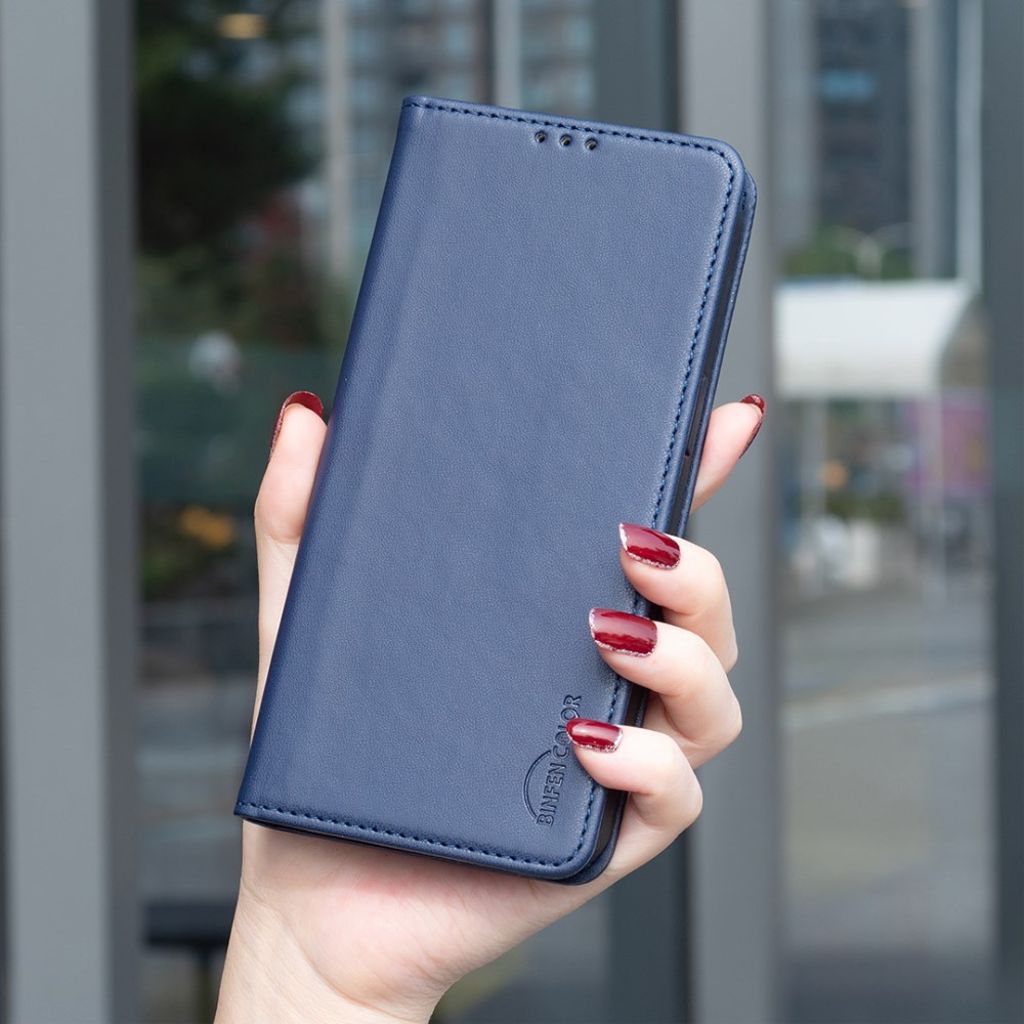 BINFEN COLOR Samsung Galaxy A57 5G Pungetui Stativ Kortholder – Blå