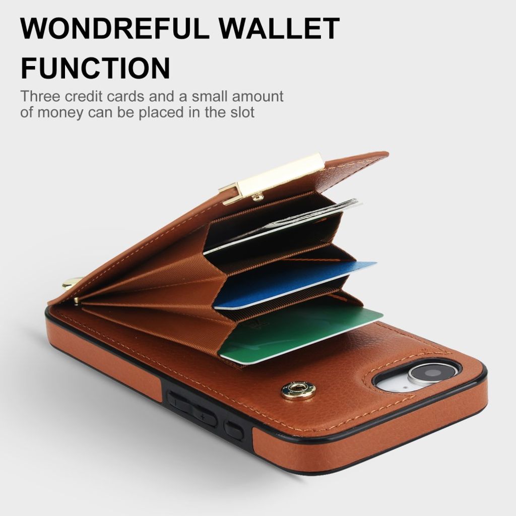 iPhone 16e Case with Card Holder - Brown