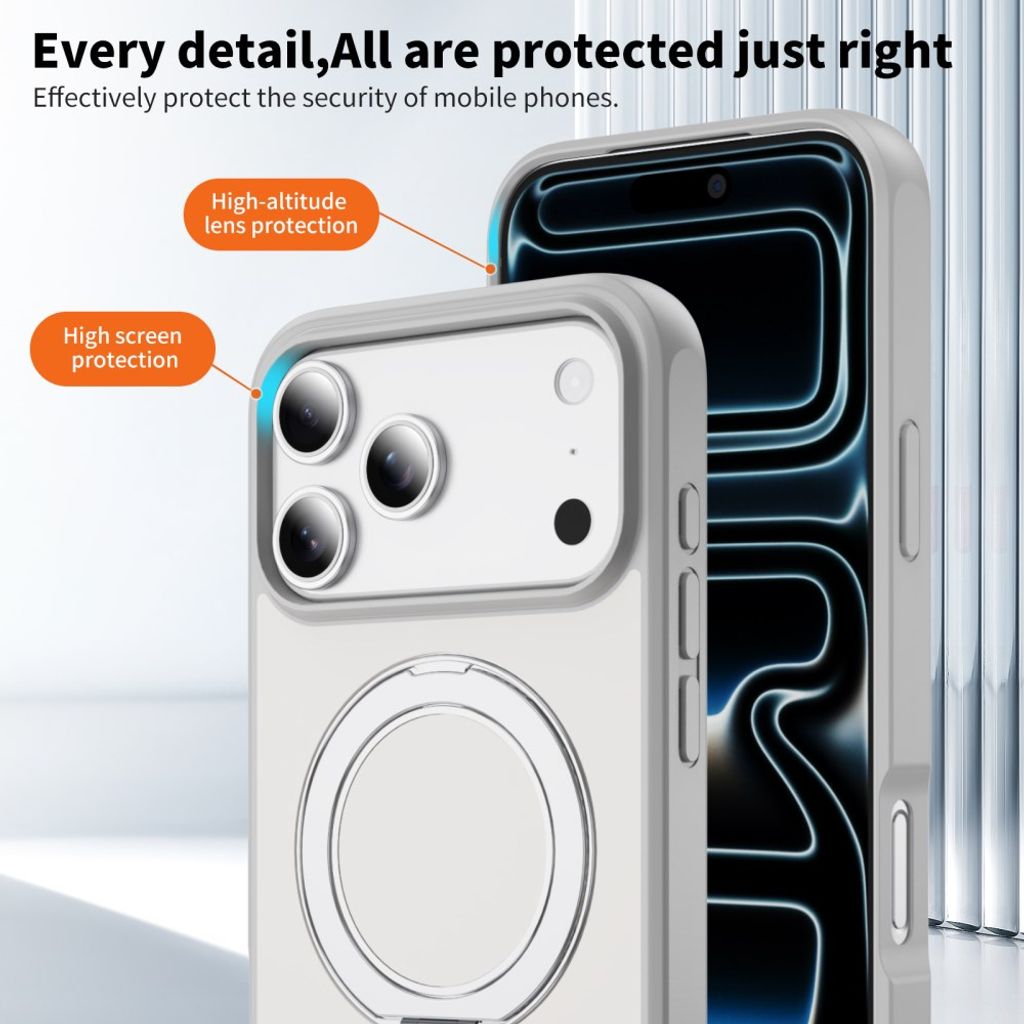 iPhone 18 Pro/17 Pro MagSafe Deksel med ringstøtte - Hvit