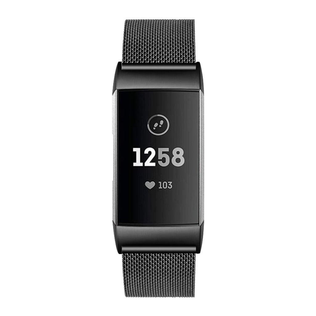 Fitbit Charge 6/5 Kellonranneke, Ruostumaton teräs - musta