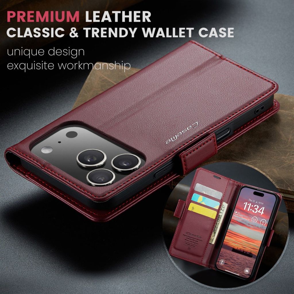 CASEME iPhone 17 Pro Max Etui med Kortspor - Rød