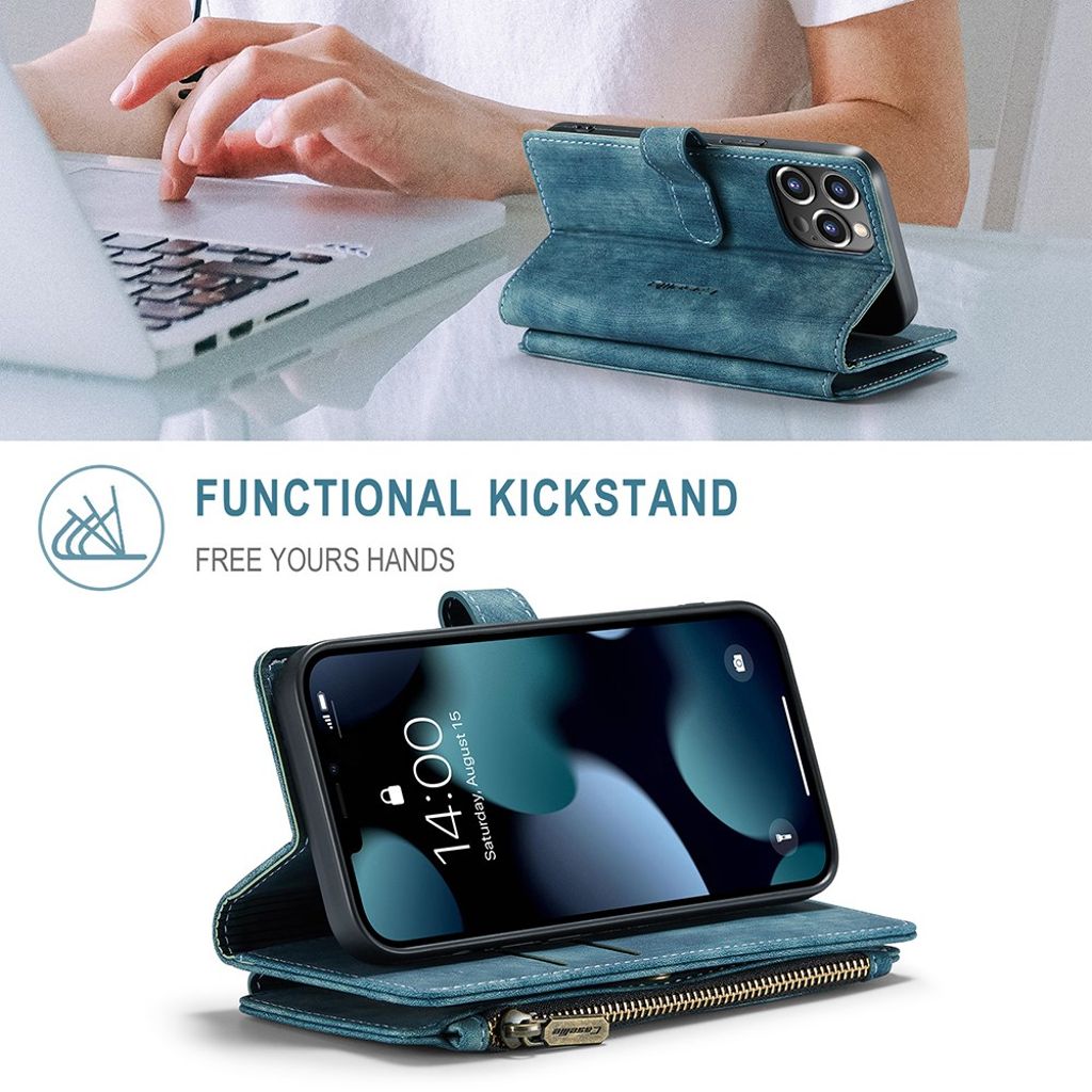 CASEME iPhone 13 Pro Lompakkokotelo Kortin Haltija - Sininen