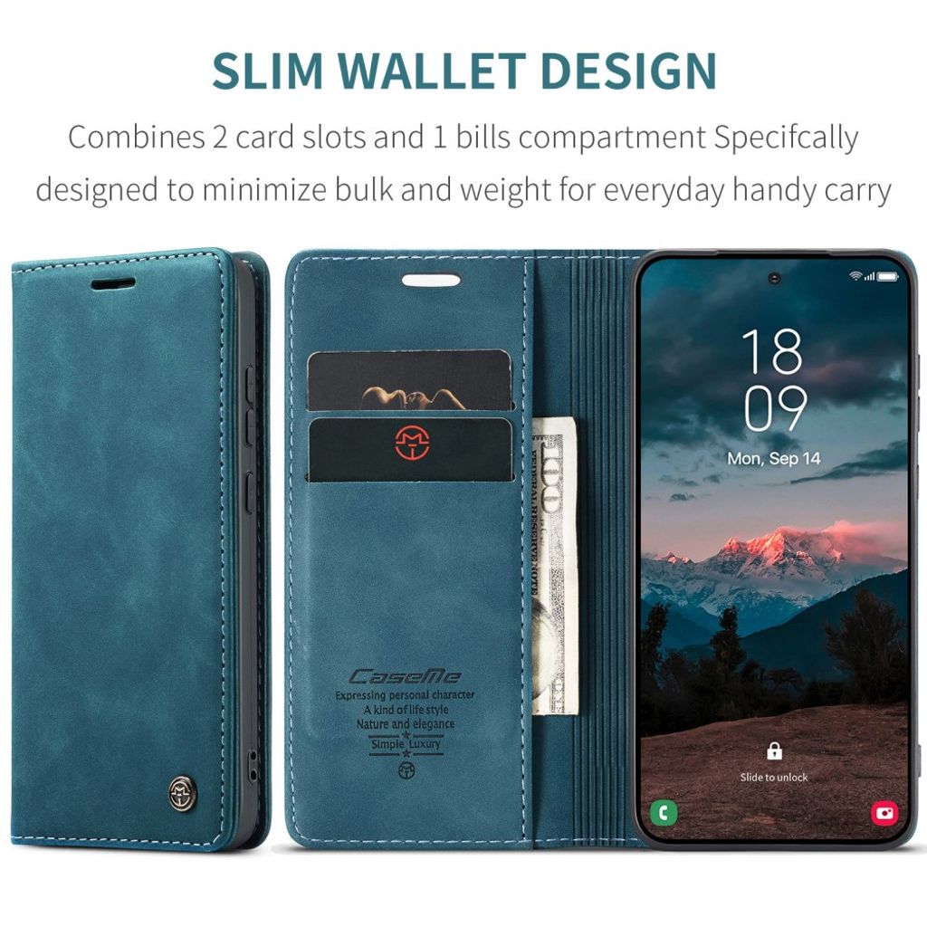 Samsung Galaxy S26 Lompakkokuori Jalustalla - Sininen