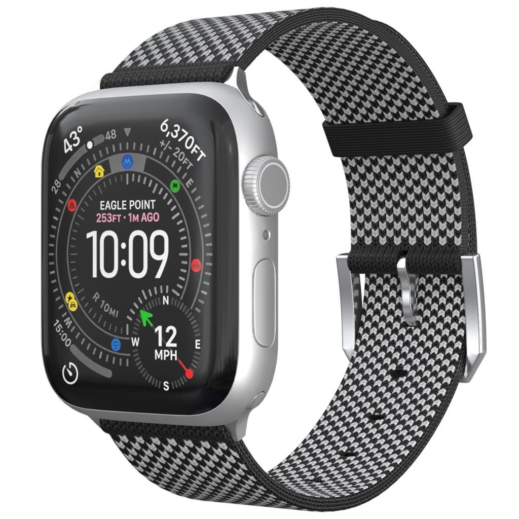 Apple Watch 42 / 41/ 40 / 38mm Justerbart klockarmband i nylon - Svart/Vit