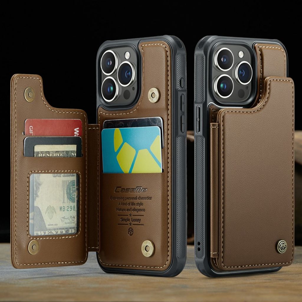 CASEME C22 Lommebokdeksel til iPhone 16 Pro – Brun