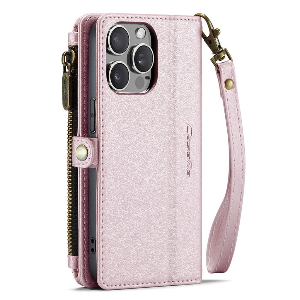 CASEME iPhone 15 Pro Plånboksfodral Stativ Korthållare - Rosa