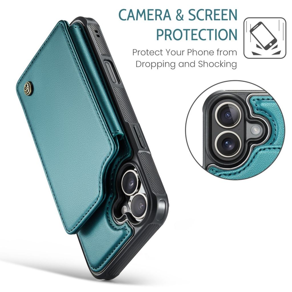 CASEME iPhone 16 Case with 5 Card slots - Green
