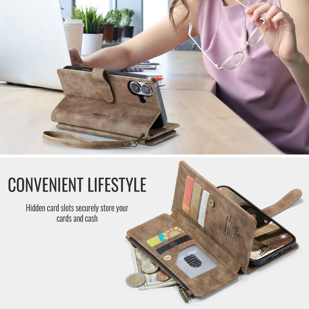 CASEME iPhone 17 Etui med Stativ - Brun