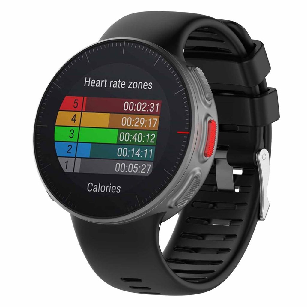 Polar Vantage V -kellon ranneke silikonilla – musta