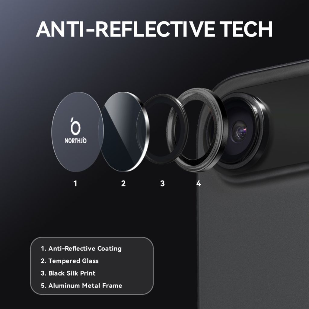 NORTHJO iPhone 17 Air Lens protector 9H - Black