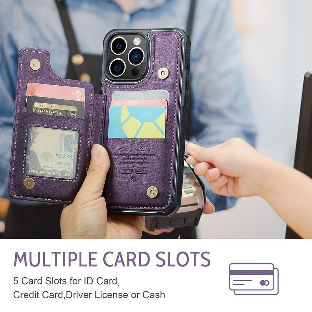 CASEME iPhone 15 Pro Max Kuori 5 Korttipaikka - Violetti