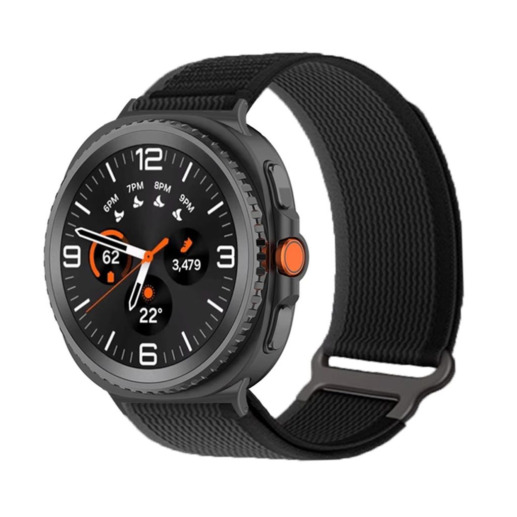 Samsung Galaxy Watch8/8 Classic Nylon Klokkereim – Svart