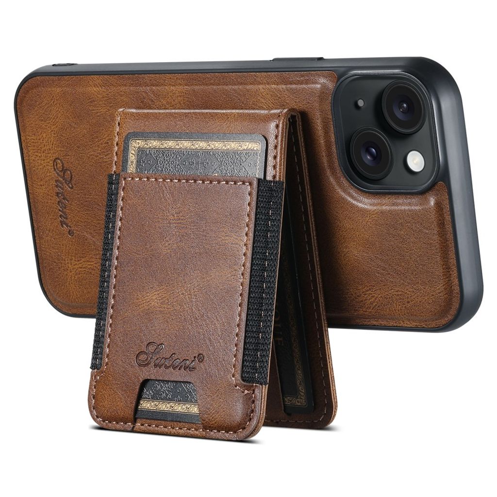 SUTENI iPhone 13 Lompakkokuori MagSafe, Kortin Haltija, Jalusta - Ruskea