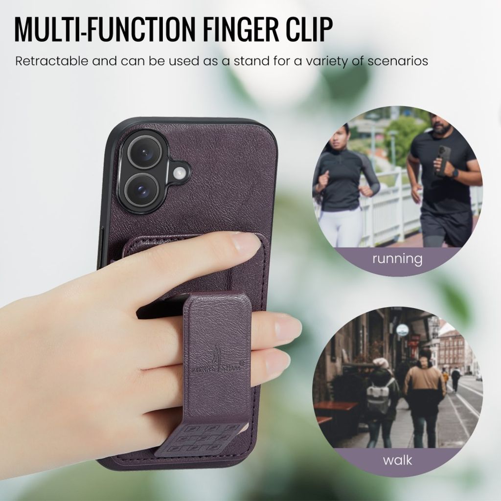 FIERRE SHANN iPhone 16 Case with Card slots - Purple