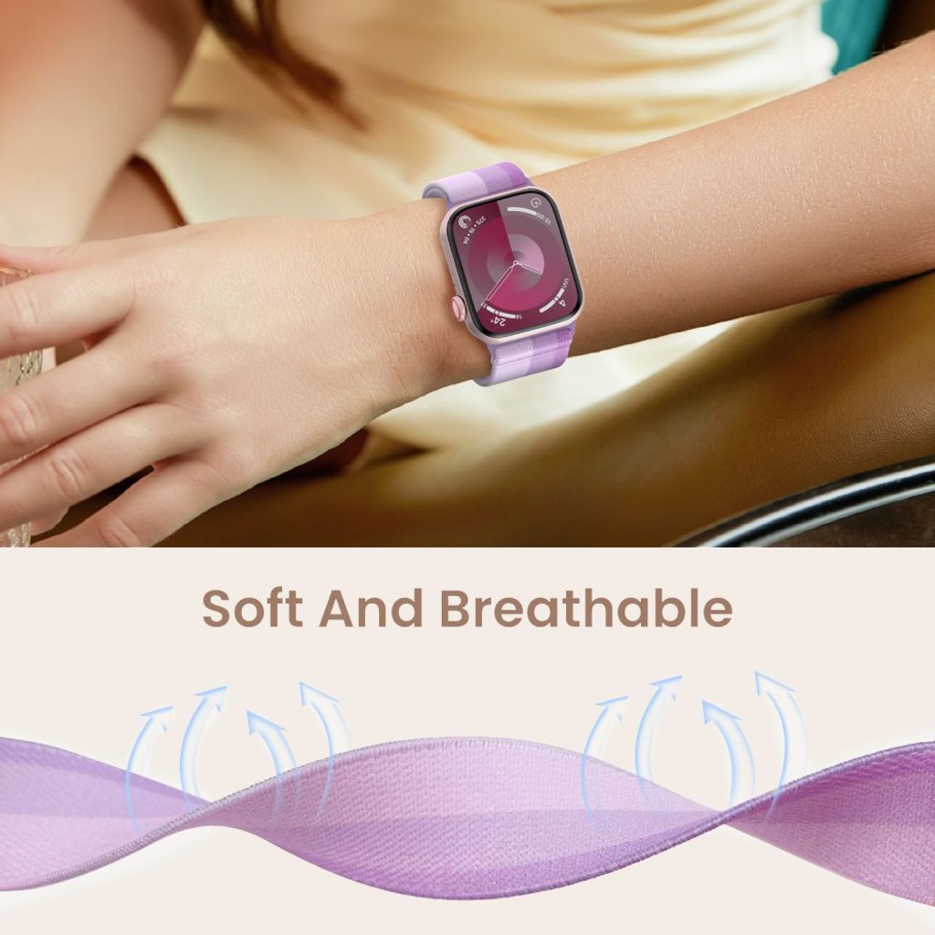 AHASTYLE WE26 Apple Watch 49 / 46 / 44 / 42mm Punottu nailoninen kellonranneke - Violetti
