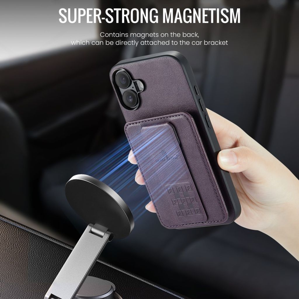 FIERRE SHANN iPhone 16 Case with Card slots - Purple