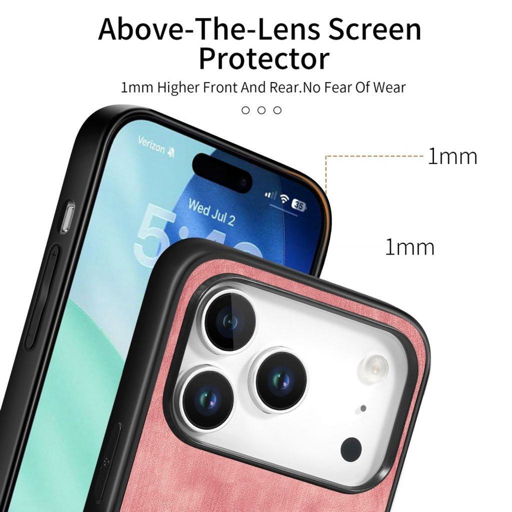 iPhone 18 Pro/17 Pro Kuori PU-nahkaa - Vaaleanpunainen
