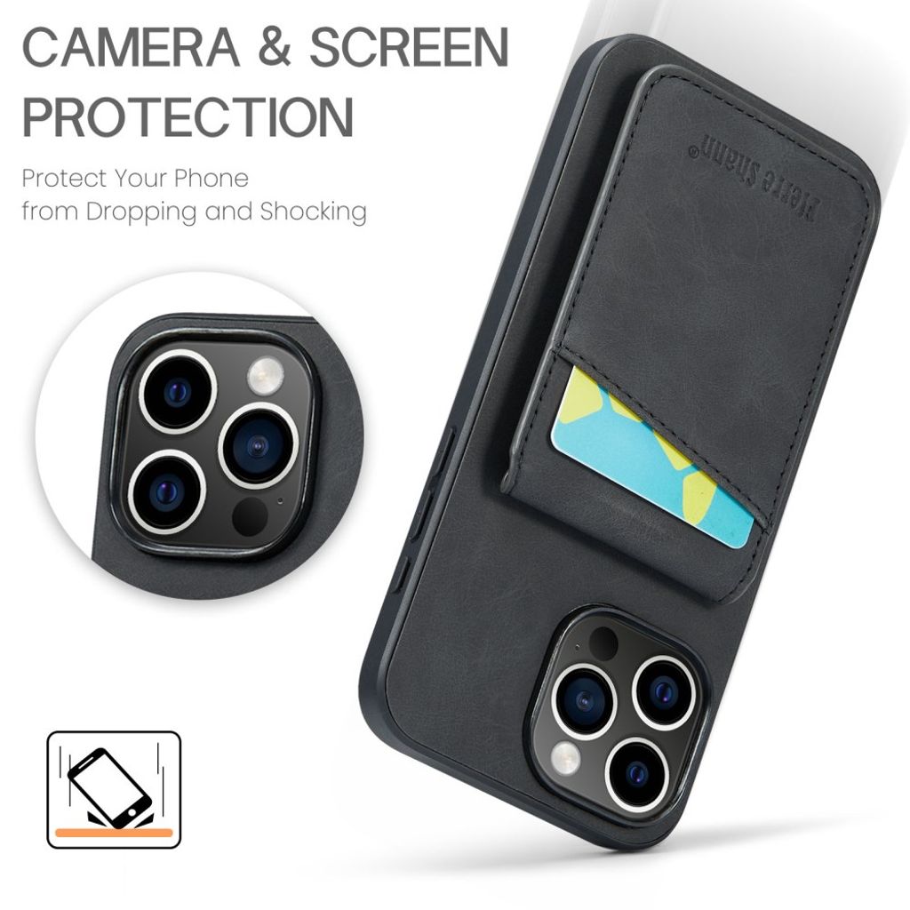 FIERRE SHANN iPhone 16 Pro Deksel med Kortspor - Svart