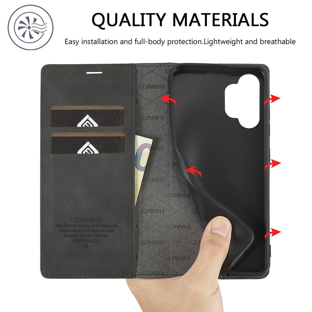 LC.IMEEKE Samsung Galaxy A32 4G lompakkokotelo – Musta