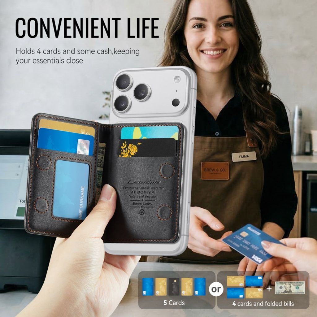 CASEME ME80 MagSafe RFID-lompakko jalustalla – musta