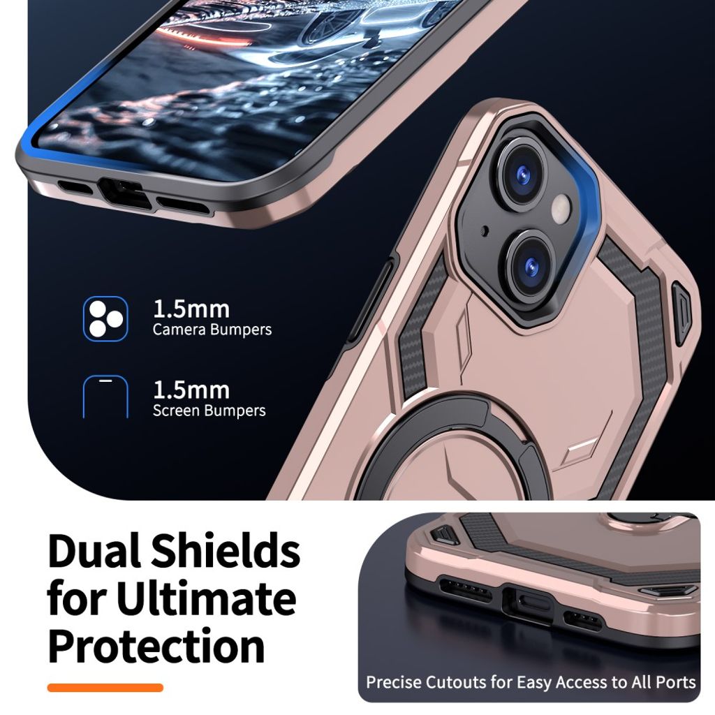 iPhone 13 Kuori Magneettirengas Jalusta – Ruusu kultaa