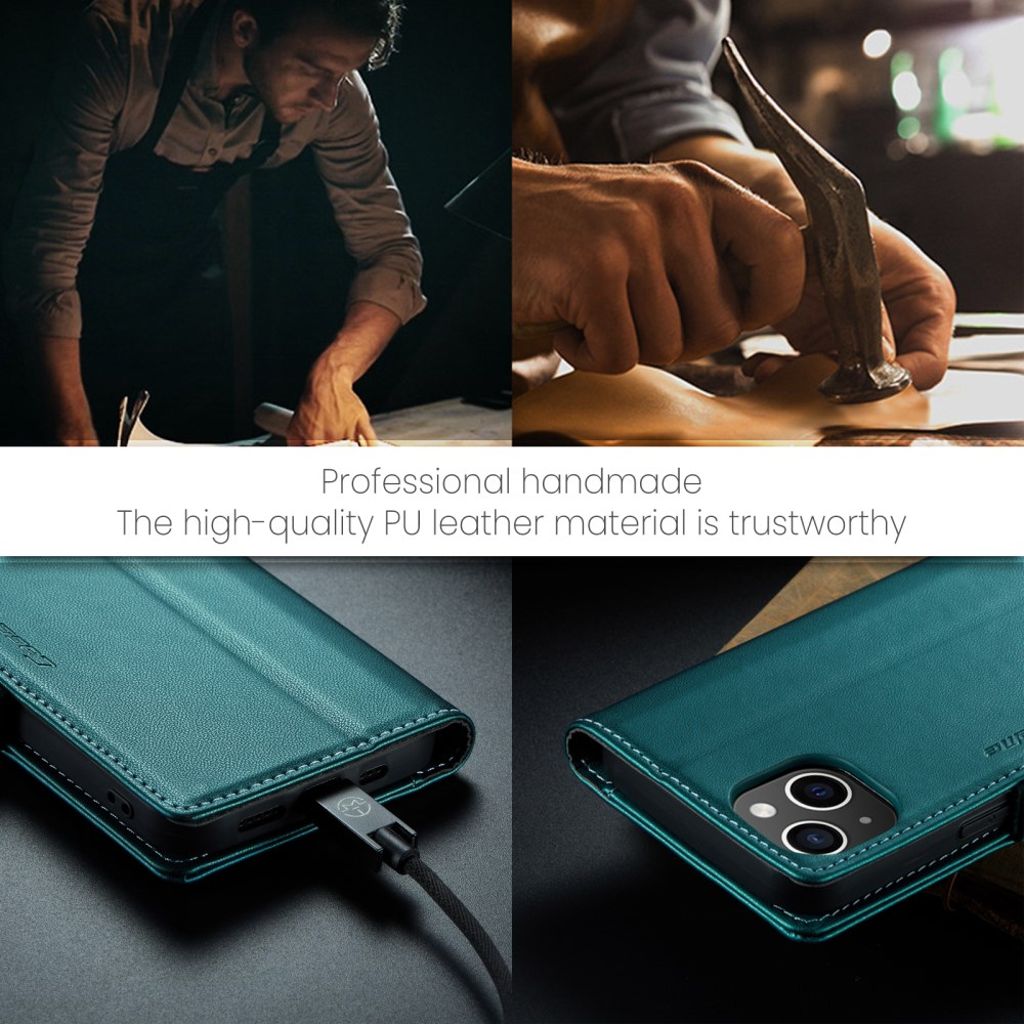 CASEME iPhone 15 Wallet Cover RFID Blocking 3 Card Slots - Green