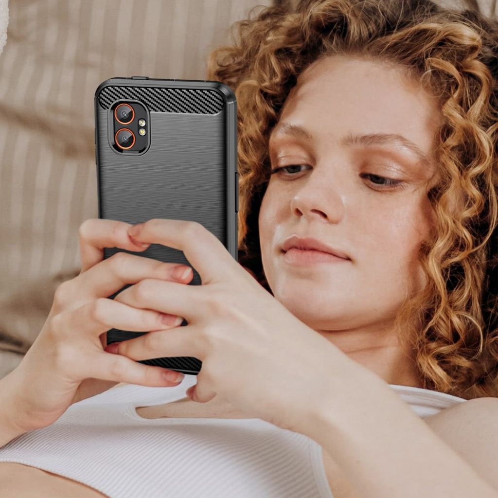 Samsung Galaxy XCover7 Pro deksel karbonfiber tekstur børstet - svart