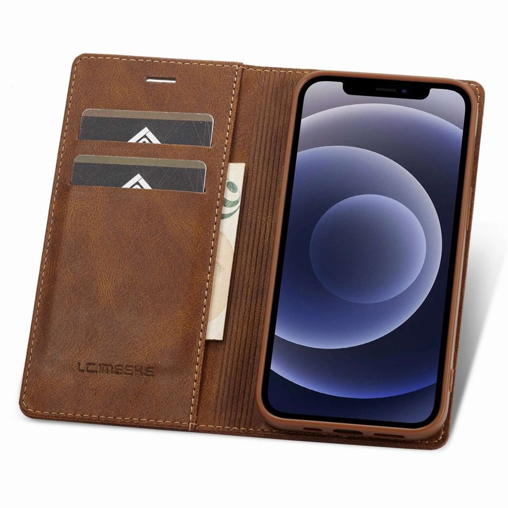 LC.IMEEKE iPhone 12 Mini Wallet Cover - Brown