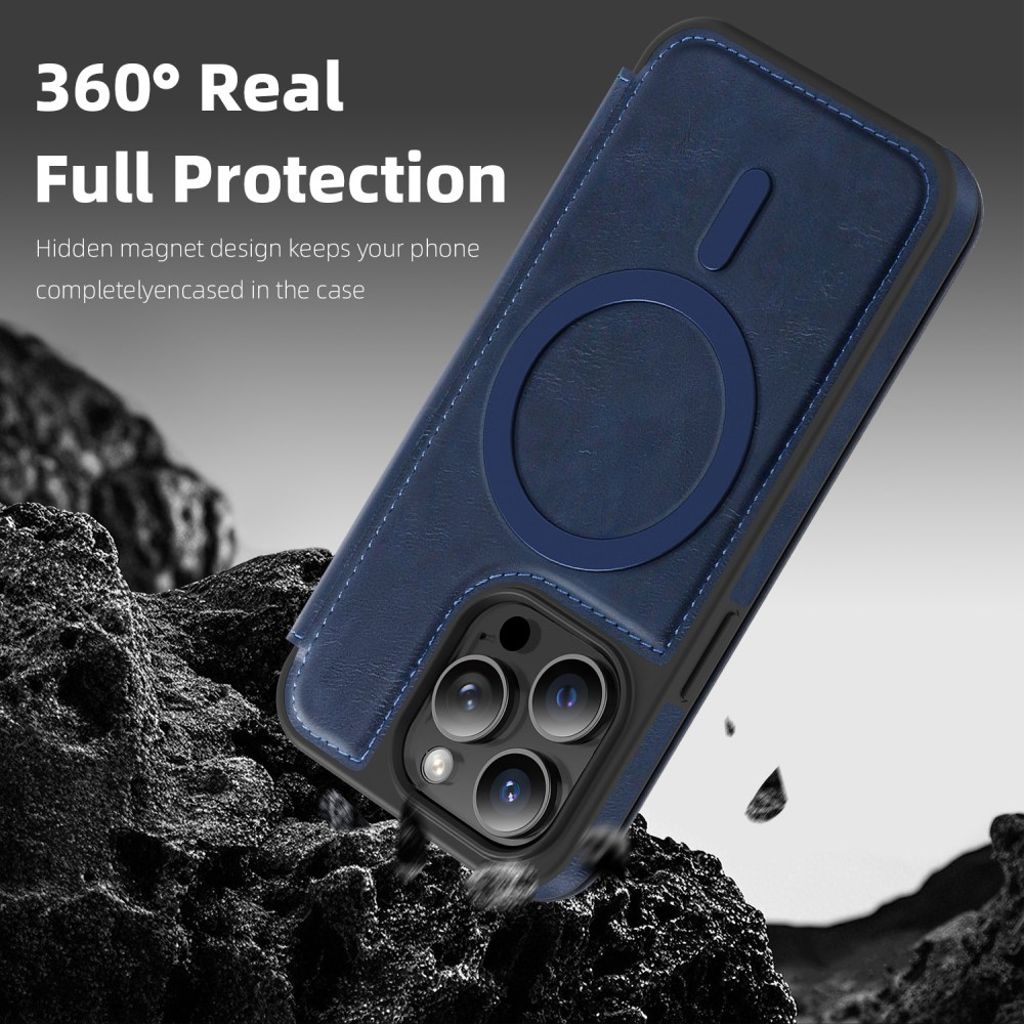 iPhone 14 Pro Plånboksfodral MagSafe-kompatibel Korthållare RFID - Mörkblå