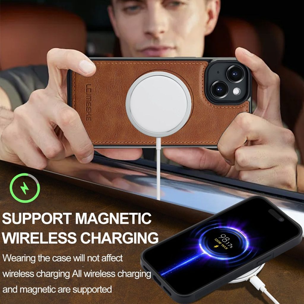 LC.IMEEKE iPhone 15 Plus Kuori MagSafe - Ruskea