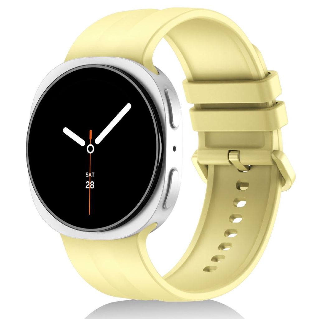 Samsung Galaxy Watch9/8/8 Classic Ensfarget silikon klokkerem L - Gul