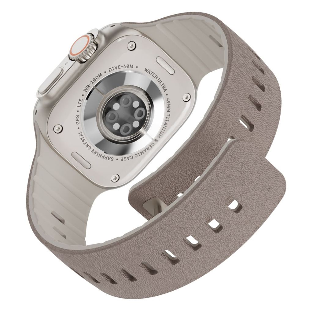 Apple Watch 49/46/44/42mm Klockarmband i texturerat silikon - Grå/Vit