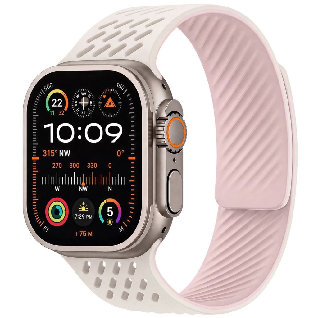 Apple Watch 42 / 41/ 40 / 38mm Klockarmband i Silikon - Vit/Rosa