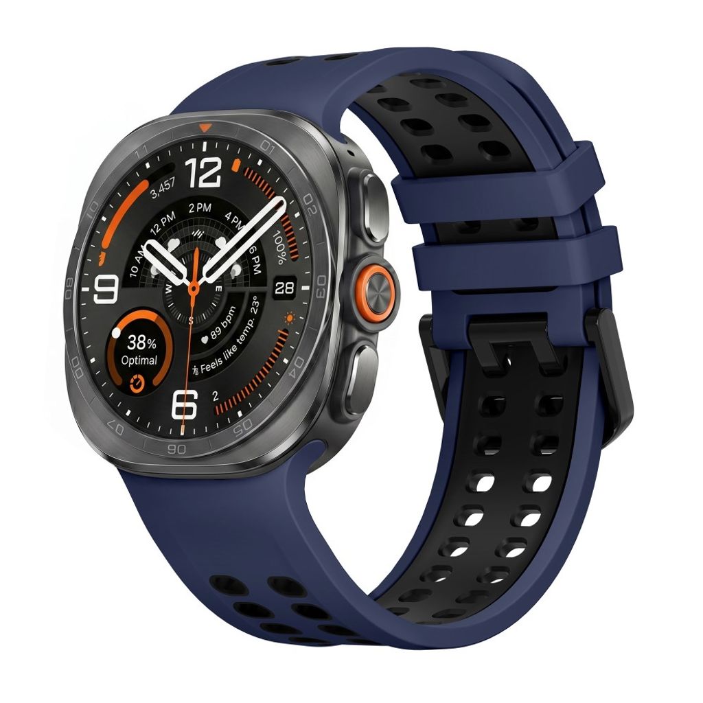 Samsung Galaxy Watch Ultra/Ultra2 Tofarget silikon klokkerem med dobbel spenne - Blå/Svart