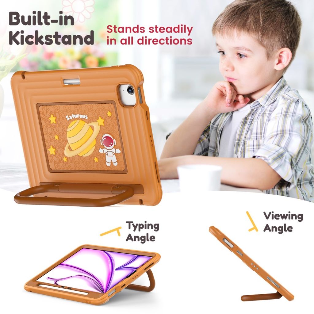 Lasten kuori jalustalla iPad Airille/Prolle 11" - ruskea
