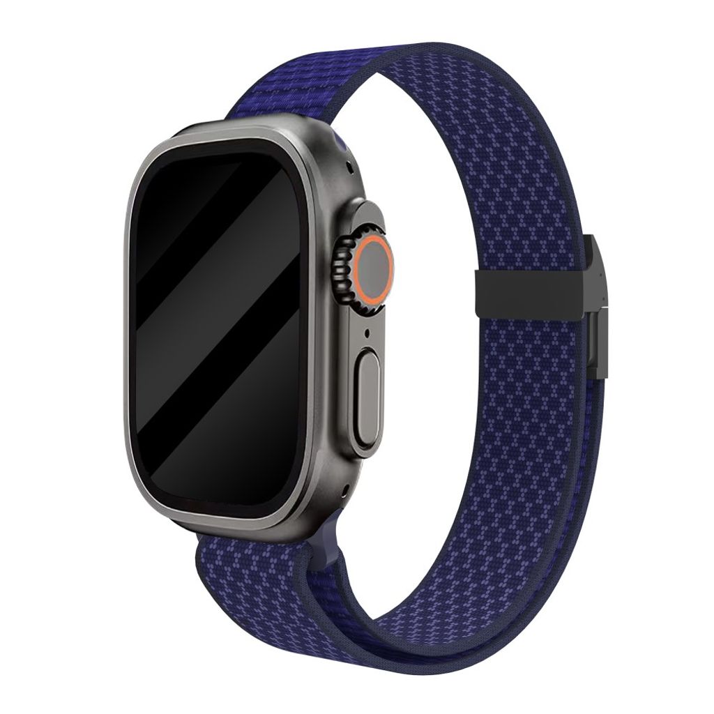Apple Watch 49/46/44/42mm Klockarmband i Nylon Magnetisk Stängning - Mörkblå
