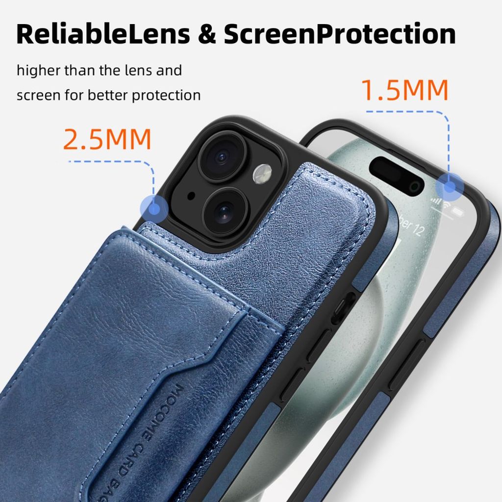 iPhone 15 Magnetic Wallet Case – Dark Blue